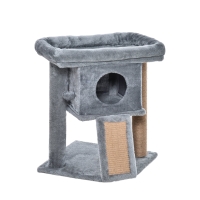 PawHut Cat Tree Tower for Indoor Cats Cat Scratching Post Climbing Activity Centre w/Jute Scratching Pad, Toy Ball, Cat House - Grey