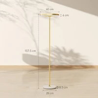 HOMCOM Lampada da Terra Moderna con Luce Dimmerabile con Interruttore a Pedale e 3 Luminosità, Oro(m-3)