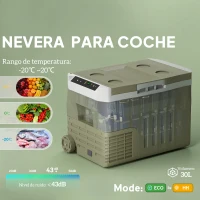 Outsunny Nevera Portátil Eléctrica 30L Refrigerador de Coche 12V/24V -20℃ a +20 ℃ con Pantalla LED Táctil 61x39x41,5 cm Verde(m-4)
