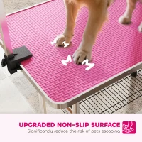 PawHut 42" Dog Grooming Table, Adjustable Pet Cat Drying Beauty Table with 2 Loops Storage Basket, Rubber Top, Pink(m-7)