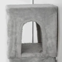 PawHut Juego de Escalada para Gatos de Pared de 6 Piezas con Condominio Plataforma Hamaca Escaleras y Tabla de Rascar Gris(m-9)