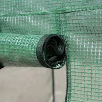 Outsunny Foliengewächshaus begehbares Gewächshaus mit 8 Regalebenen Tomatengewächshaus Treibhaus Frühbeet mit Tür Grün Stahl PE-Kunststoff 214 x 143 x 195 cm(m-11)