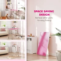 PawHut 42" Dog Grooming Table, Adjustable Pet Cat Drying Beauty Table with 2 Loops Storage Basket, Rubber Top, Pink(m-9)