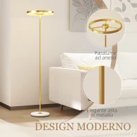 HOMCOM Lampada da Terra Moderna con Luce Dimmerabile con Interruttore a Pedale e 3 Luminosità, Oro(m-5)