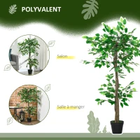 Outsunny Arbre Artificiel Plante Artificiel ficus Hauteur 1,2 m Tronc Branches Liane Lichen Feuilles Grand réalisme Pot Inclus(m-4)