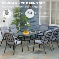 Outsunny Seven-Piece Garden Dining Set with Cushions - Grey(m-4)