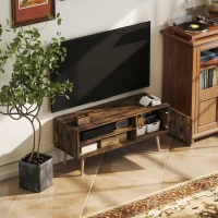 HOMCOM TV Stand up to 55 Inches, TV Unit with Open Shelves and Cable Holes - Brown(m-8)