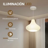 HOMCOM Lámpara de Techo LED Moderna Ø22x18 cm con Pantalla de Impresión 3D Luz Cálida de 3000K para Salón Dormitorio o Cocina(m-5)