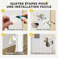 PawHut Barrière rétractable pour chien de 0 à149 cm verrouillage automatique - blanc(m-5)