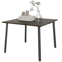 Outsunny Outdoor Esstisch mit Schirmloch, Metallgestell, 100x100x72 cm, Braun/Schwarz