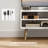 HOMCOM TV Stand up to 55 Inches, TV Unit with Open Shelves and Cable Holes - White(m-5)