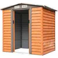 Outsunny Capanna da Giardino in Acciaio e PP con Prese d'Aria, 197x163x178-200 cm, Marrone(m-12)