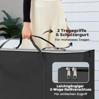 Outsunny Aufbewahrungstasche Gartenpolster, Auflagentasche, Schutzhülle mit Tragegriff Reißverschluss 200x60x75 cm, Schwarz(m-6)