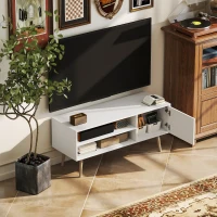 HOMCOM TV Stand up to 55 Inches, TV Unit with Open Shelves and Cable Holes - White(m-8)