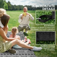 Outsunny Outdoor Teppich robuster Wetterfest Outdoorteppich, Carpet mit Boho-Style, Outdoor-Teppich für Wohnzimmer Balkon(m-8)