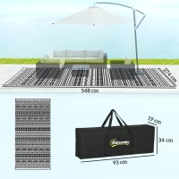 Outsunny Outdoor Teppich robuster Wetterfest Outdoorteppich, Carpet mit Boho-Style, Outdoor-Teppich für Wohnzimmer Balkon(m-3)