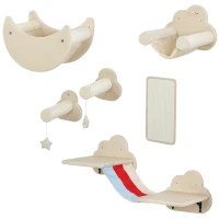 PawHut Juego de Escalada para Gatos de Pared de 6 Piezas con Hamacas Plataformas Tabla Rascador Escaleras y Estrellas Beige(m-11)