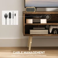 HOMCOM TV Stand up to 55 Inches, TV Unit with Open Shelves and Cable Holes - Brown(m-5)