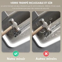 HOMCOM Miroir salle de bain LED bluetooth 50 x 70 cm interrupteur tactile lumière réglable 3 couleurs anti-buée mémoire argent(m-8)