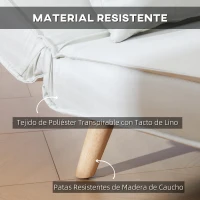 HOMCOM Sillón Cama Plegable con Respaldo Ajustable en 6 Posiciones Almohada Acolchada Carga 350 kg 94x78x80 cm Crema(m-5)