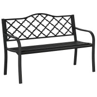 Outsunny Banc de jardin 2 places en fonte style antique avec accoudoirs et dossier, 128 x 58,5 x 89 cm, noir(m-11)