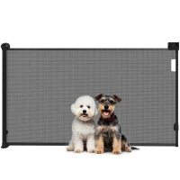 PawHut Barreira para Cães Retrátil 0-144 cm  para Cães Pequenos Barreira de Segurança para Animais de Estimação com Fecho Preto(m-9)