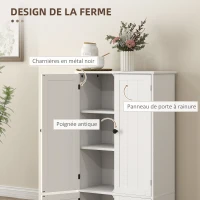 HOMCOM Armoire de cuisine buffet cuisine avec placards et étagères réglables, 58,2 x 30 x 123 cm, blanc(m-5)