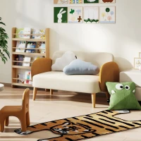 HOMCOM Sofá de 2 Plazas Tapizado en Terciopelo con Reposabrazos y Patas de Madera Sofá Pequeño Carga 240 kg 130x74x76 cm Crema(m-2)