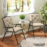 Outsunny Lot de 2 coussins de chaise d'extérieur, galette de chaise avec attaches, coussins de jardin 98 x 50 x 8 cm beige(m-7)