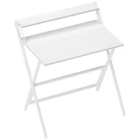 HOMCOM Bureau pliable 75,5 x 50 cm avec étagère de rangement pour chambre, petits espaces, blanc(m-11)