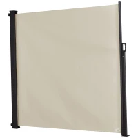 Outsunny Store latéral brise-vue rétractable 350 x 180 cm en aluminium protection solaire pour balcon, jardin, terrasse, beige(m-11)