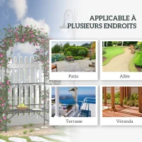 Outsunny Arche à rosiers avec banc pour 2 personnes arceau à rosiers de jardin pour plantes grimpantes 115 x 50 x 203 cm noir(m-6)