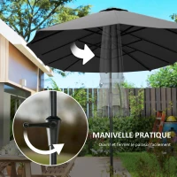 Outsunny Parasol de jardin extérieur, parasol double rectangulaire 4 x 2,2 x 2,3 m avec ouverture fermeture manivelle gris foncé(m-5)
