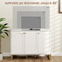 HOMCOM Buffet de salon avec placard à portes et étagère réglable, 106,5 x 35 x 77,5 cm, blanc(m-6)