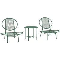 Outsunny Ensemble salon de jardin, 3 pièces, salon d'extérieur 2 personnes avec 2 chaises Acapulco et table basse, vert foncé(m-11)