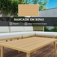 Outsunny Conjunto de Jardim de Vime Sintético de 4 Peças com 2 Sofás de 2 Lugares 1 Apoio para os Pés 1 Mesa de Centro Madeira e Creme(m-7)
