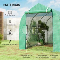 Outsunny Estufa tipo Túnel 3x2x2 m Estufa de Exterior com 6 Janelas de Malha e Porta Estufa de Cultivos para Pátio Jardim Verde(m-4)