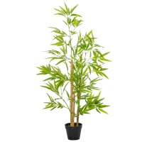 Outsunny Artificial Ficus Tree, with Weighted Plant Pot - Green(m-1)