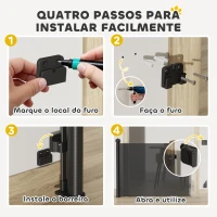 PawHut Barreira para Cães Retrátil 0-144 cm  para Cães Pequenos Barreira de Segurança para Animais de Estimação com Fecho Preto(m-5)