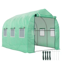 Outsunny Estufa tipo Túnel 3x2x2 m Estufa de Exterior com 6 Janelas de Malha e Porta Estufa de Cultivos para Pátio Jardim Verde(m-10)