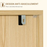 HOMCOM Buffet bas meuble de rangement 2 placards 3 portes motif chevrons étagères réglables 91,5 x 35 x 77,4 cm bois naturel(m-7)