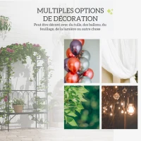 Outsunny Arche à rosiers avec banc pour 2 personnes arceau à rosiers de jardin pour plantes grimpantes 115 x 50 x 203 cm noir(m-5)