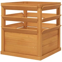 Outsunny Jardinière avec treillis, lit surélevé de jardin fond ouvert, bac à fleurs en bois 65 x 65 x 73 cm, marron clair(m-1)