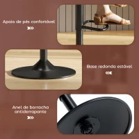 HOMCOM 2 Bancos de Bar Reguláveis em Altura 84-104 cm com Encosto e Apoio para os Pés Estofadas em PU Giratórias em 360° Marrom(m-7)