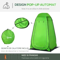 Outsunny Cort de Dus pentru Exterior cu Usa cu Fermoar, Geanta pentru Transport, 126x124x189cm, Verde(m-5)
