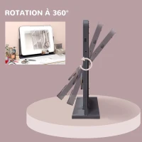 HOMCOM Miroir Lumineux LED intensité 3 modes d'éclairage, grossissement 10X, port de charge USB, touche tactile 62,5 x 52 cm(m-9)