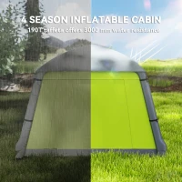 Outsunny Inflatable Camping Tent w/ Hand Pump, Easy Setup 1/2 Person Blow Up Tent Waterproof 190T Taffeta w/ Mesh Windows, Doors and Carry Bag, Green(m-5)