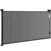 PawHut Barreira para Cães Retrátil 0-144 cm  para Cães Pequenos Barreira de Segurança para Animais de Estimação com Fecho Preto(m-10)