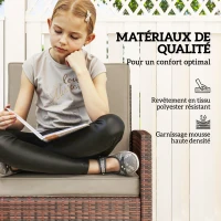 Outsunny Lot de 2 coussins de chaise coussins d'assise déhoussables coussins matelassé rembourré mousse polyester kaki(m-5)