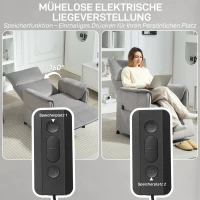 HOMCOM Fotel Relaksacyjny z Cichym Silnikiem, Wytrzymała Tapicerka, Funkcja Pamięci, Regulowany Podnóżek, Szary(m-5)